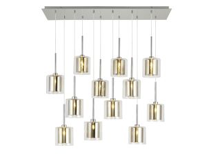Penton Linear Pendant 2m, 12 x G9, Polished Chrome/Gold/Clear Type H Shade