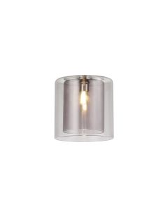Penton 140x140mm Medium Cylinder Clear Outer And Smoke Inner (H) Glass Shade