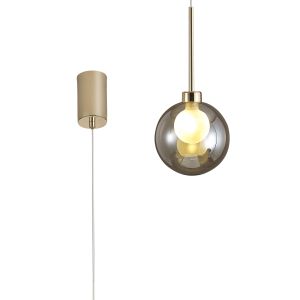 Penton Single Pendant 2m, 1 x G9, French Gold/Cognac/Frosted Type G Shade
