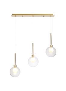 Penton Linear Pendant 2m, 3 x G9, French Gold/Clear/Frosted Type G Shade