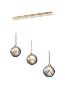 Penton Linear Pendant 2m, 3 x G9, French Gold/Chrome/Frosted Type G Shade