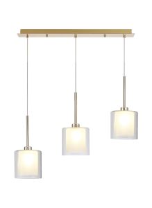 Penton Linear Pendant 2m, 3 x G9, French Gold/Frosted/Clear Type H Shade
