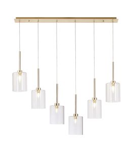 Penton Linear Pendant 2m, 6 x G9, French Gold/Clear Type B Shade