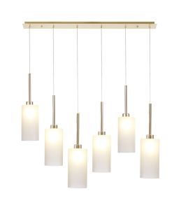 Penton Linear Pendant 2m, 6 x G9, French Gold/Frosted Type A Shade