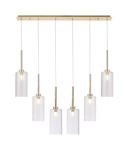 Penton Linear Pendant 2m, 6 x G9, French Gold/Clear Type A Shade