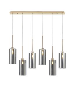 Penton Linear Pendant 2m, 6 x G9, French Gold/Chrome Type A Shade