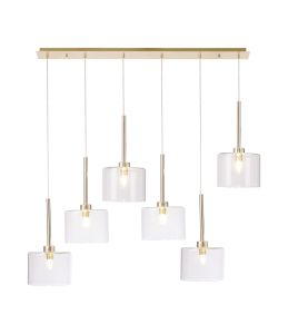 Penton Linear Pendant 2m, 6 x G9, French Gold/Clear Type C Shade