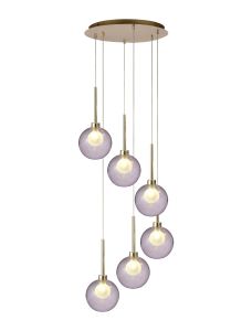 Penton Round Pendant 2.5m, 6 x G9, French Gold/Smoked/Frosted Type G Shade