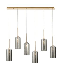 Penton Linear Pendant 2m, 6 x G9, French Gold/Chrome Lined Type A Shade