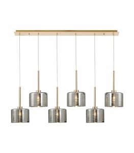 Penton Linear Pendant 2m, 6 x G9, French Gold/Chrome Lined Type C Shade