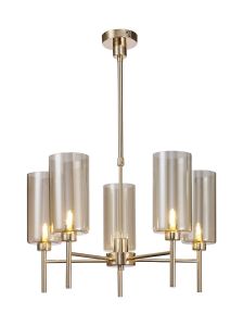 Penton Telescopic/Semi Flush, 5 x G9, French Gold/Cognac Type A Shade