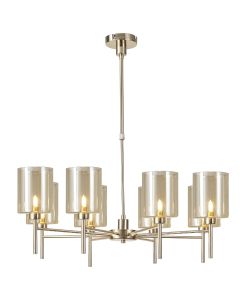 Penton Telescopic/Semi Flush, 8 x G9, French Gold/Cognac Type B Shade