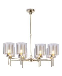 Penton Telescopic/Semi Flush, 8 x G9, French Gold/Cognac/Clear Type H Shade