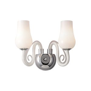 Perris Wall Lamp 2 Light G9 Polished Chrome/Glass/White (Item is Not Suitable For Mail Order Sales, COLLECTION ONLY)