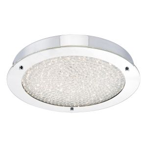 Peta 1 Light 22W Integrated LED Polished Chrome Bathroom IP44 Flush Fitting With Crushed Crystal Diffuser