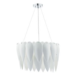 Phillipa 3 Light E27 White Adjustable Pendant With Individual Ceramic Petals