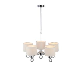 Polo Pendant With White Shade 5 Light E27 Polished Chrome