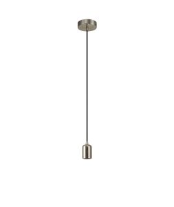 Prema 1m Suspension Kit 1 Light Brushed Nickel/Black Braided Cable, E27 Max 60W, c/w Ceiling Bracket