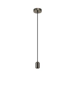 Prema 10cm 1m Suspension Kit 1 Light Black Chrome/Black Braided Cable, E27 Max 60W, c/w Ceiling Bracket