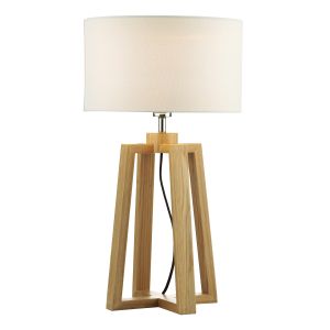 Pyramid Set of Tripod Table Lamp and Floor Lamp E27 With White Cotton Linen Drum Shades