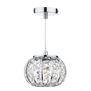 Rae 1 Light G9 Polished Chrome Adjustable Pendant With Clear Crsytal Glass Decoration