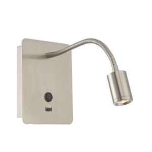 Dar RAO0746 Raoul Single LED Wall Light Satin Nickel Finish 