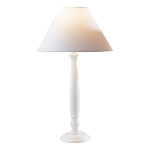 Marlborough 1 Light B22 White Large Candlestick Table Lamp With Push Bar Switch C/W White Tapered Fabric Shade