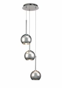 Regina 28cm Pendant 3 Light G9 Polished Chrome/Chrome Plated Glass