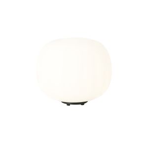 Reya Medium Oval Ball Table Lamp 1 Light E27 Matt Black Base With Frosted White Glass Globe