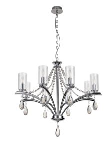 Rhea Pendant 8 Light E14 Polished Chrome/Crystal With Clear Glass