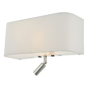 Ronda 3 Light E27 Ivory Silk Shade Wall Light With Acrylic Top & Bottom Diffusers With 2W Integrated LED Reading Light