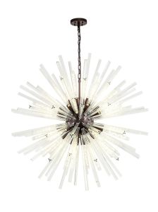 Akon 32 Light E27, Round Pendant Brown Oxide / Clear Glass, Item Weight: 30kg