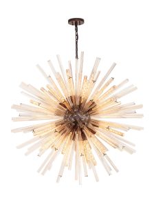 Akon 32 Light E27, Round Pendant Brown Oxide / Champagne Glass, Item Weight: 30kg