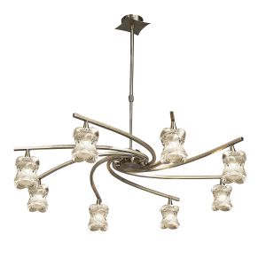 Rosa Del Desierto Telescopic Pendant 8 Light G9, Antique Brass