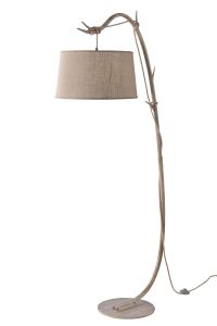 Sabina Floor Lamp 182cm, 1 x E27 (Max 40W), Imitation Wood, Linen Shade Item Weight: 18.2kg