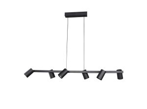 Sal 6 Light Linear Pendant Spotlight GU10, Matt Black