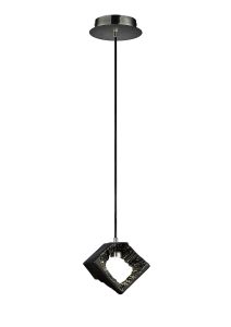 Salvio 16.5cm Ceramic Square Sculpture Pendant 1 x 3W LED 4200K Chrome/Black, 3yrs Warranty