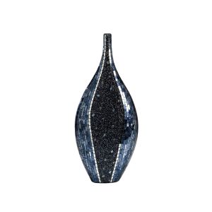 (DH) Sapphire Mosaic Vase Tall Blue/Silver
