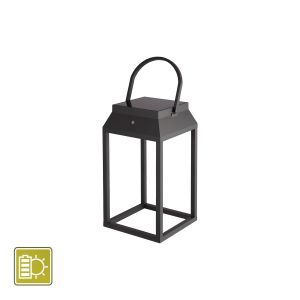 Sapporo Large Solar Battery Operated Portable Lantern, 3W LED, 3000K, 238lm, IP54, Graphite, 3yrs Warranty