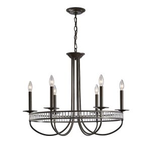 Saskia Round Pendant 6 Light E14 Aged Bronze/Crystal