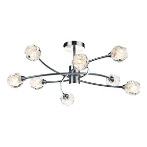 DAR SEA0846 Seattle 8 Light Semi Flush Sati Chrome/Clear Glass Finish