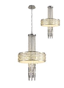 Seville Pendant/Convertible To Semi Flush, 7 x E14, Polished Chrome/Crystal