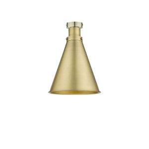 Edie 1 Light E27 Antique Brass Semi Flush C/W Aged Brass Metal Cone Shaped Shade