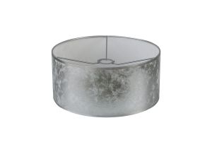 Sigma Round Cylinder, 400 x 180mm Silver Leaf With White Lining Shade
