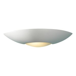 Slice 1 Light E27 White Plaster Up & Down Wall Light Suitable For Painting With Glass Bowl