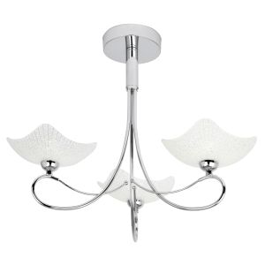 Endon SONG-3CH 3 Light Ceiling Fitting In Chrome With Decorative Glass Shades 1 Light In Chrome