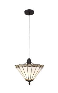 Sonoma 1 Light Uplighter Pendant E27 With 30cm Tiffany Shade, Grey/Ccrain/Crystal/Black