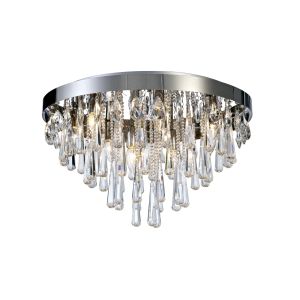 Sophia 50cm Flush Ceiling 8 Light E14 Polished Chrome/Crystal
