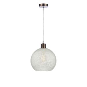 Alto 1 Light E27 Antique Chrome Adjustable Pendant C/W Glass Dome Shade Covered On The Inside With Thousands Of Tiny Crystals