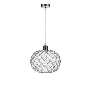 Alto 1 Light E27 Antique Chrome Adjustable Pendant C/W Antique Chrome Finish Frame Shade With Faceted Acrylic Heptagonal Beads